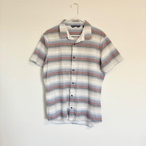 Travis Mathew Striped Button Up Short Sleeve Casual Shirt‎ Mens Size L - Picture 1 of 6